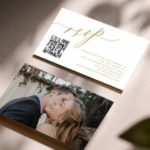 QR code RSVP modern gold photo wedding website
