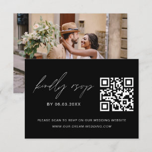 QR Code RSVP Photo Minimalist Wedding Website Card