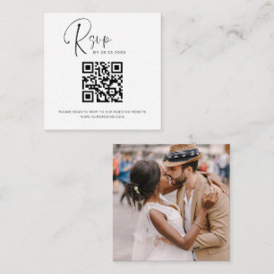 QR Code RSVP Photo Wedding Website Elegant  Enclosure Card