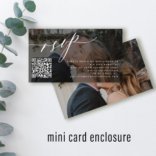 QR code RSVP simple photo wedding website Enclosure Card