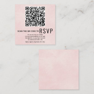 QR code RSVP stained soft pink wedding  Enclosure Card