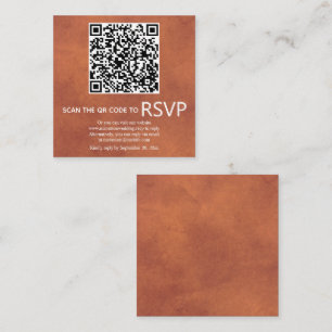 QR code RSVP stained terracotta wedding  Enclosure Card