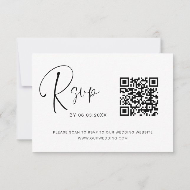 QR Code RSVP Wedding Website Elegant (Front)