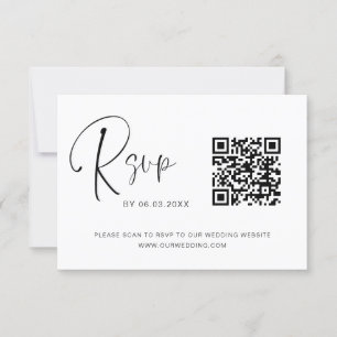 QR Code RSVP Wedding Website Elegant Card