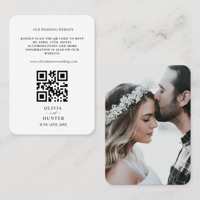  QR Code RSVP Wedding Website Enclosure Card (Front/Back)