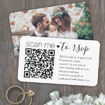 QR Code RSVP Wedding Website Simple Photo Response Enclosure Card<br><div class="desc">Share one of your engagement or wedding photos and simplify RSVP responses with chic modern QR Code enclosure cards. Picture and all text are simple to customize, including wording that reads "scan me to rsvp". To make your own QR code using the generator, simply type the website URL into the...</div>