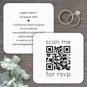 QR Code RSVP Wedding Website Square Enclosure Card