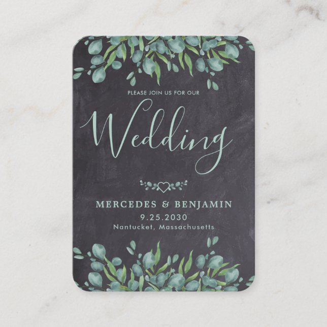 QR Code Russe Eucalyptus Faire-part de mariage (Devant)