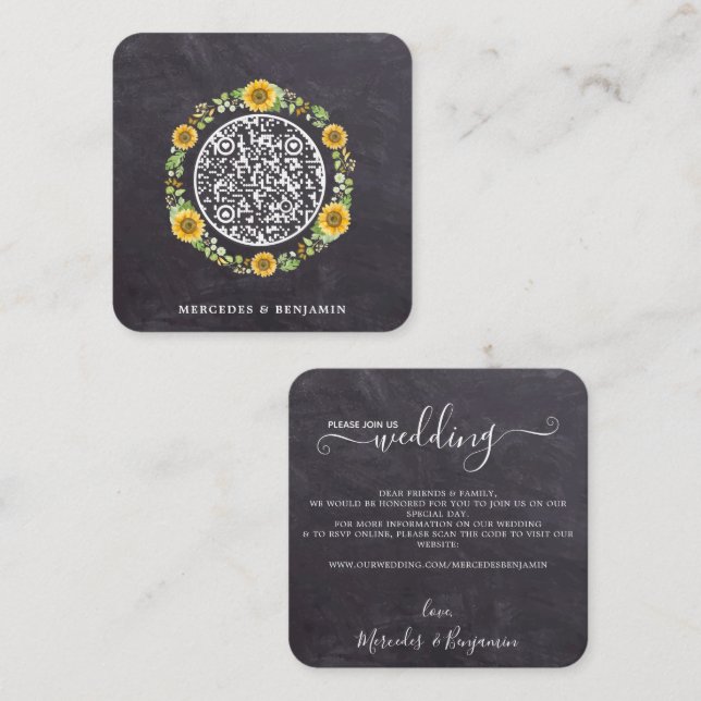 QR Code Russe simple Faire-part de mariage de tour (Devant / Derrière)