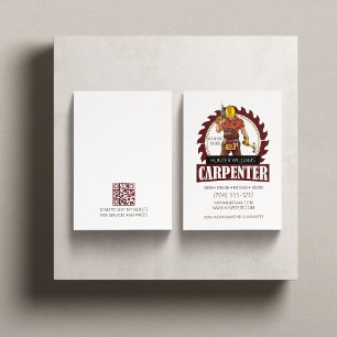QR Code Rustic Carpenter Tools Woodworker Vertical Business Card