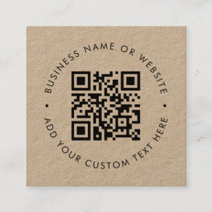 QR Code   Rustic Kraft Modern Minimal Professional Square Business Card