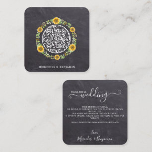 QR Code Rustic Simple Sunflower Wedding Invitation