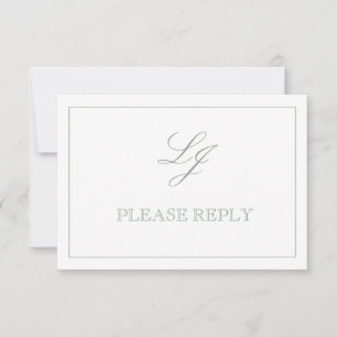 QR Code Sage Green Script Monogramme Mariage RSVP