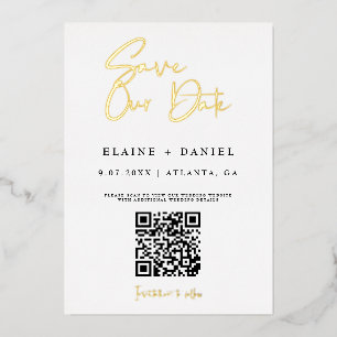 QR Code Save Our Date Photo Gold