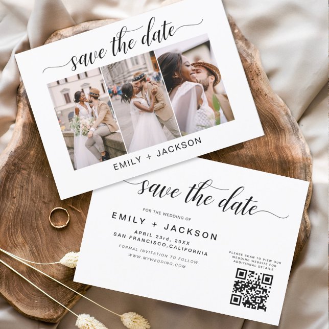 QR Code - Save the Date 3 Photo Elegant Modern (Creator Uploaded)