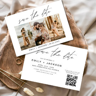 QR Code - Save the Date  Modern 3 Photo Elegant