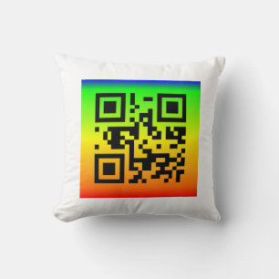 QR Code® Saying: BE HAPPY Throw Pillow