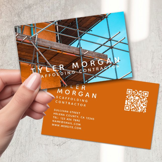 QR Code Scaffolding Contractor Business Card (Creator Uploaded)