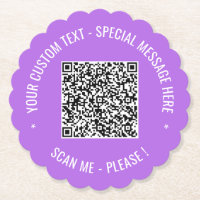 QR Code Scan and Text Paper Coaster Choose Colours