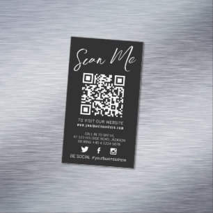 Qr code scan black monotone simple social  	Magnetic business card