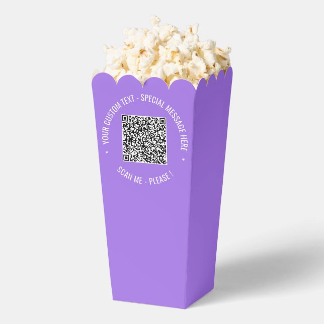 QR Code Scan Custom Text and Colours Popcorn Box (Popped)