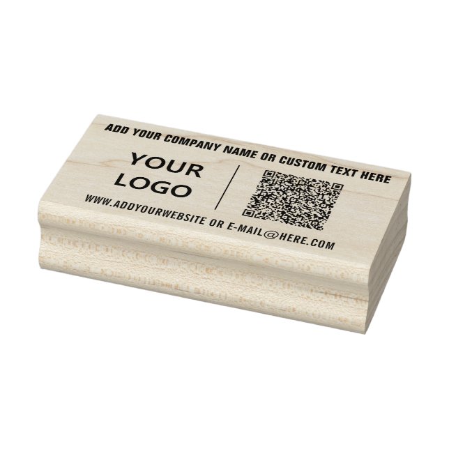  QR Code Scan Custom Text and Logo Rubber Stamp (Stamp)