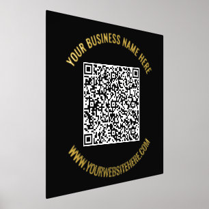 QR Code Scan Custom Text Black Gold Foil Prints