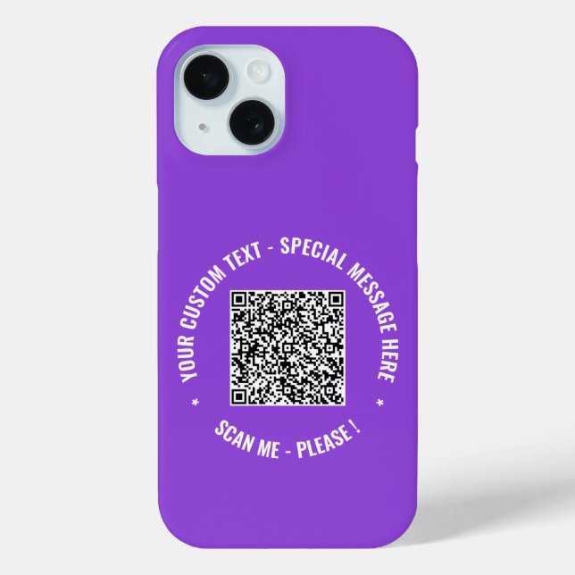QR Code Scan Custom Text iPhone Case Your Colour (Back)