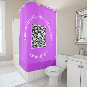QR Code Scan Custom Text Purple Shower Curtain