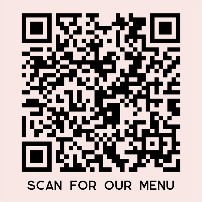 QR Code Scan for Menu Blush Pink (Scan for our menu QR code blush pink business sticker)