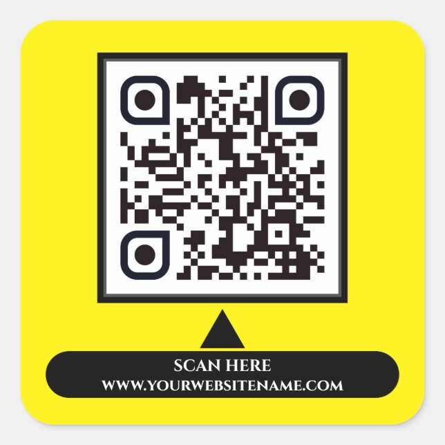 QR Code Scan Here URL Template Business Square Sticker (Front)