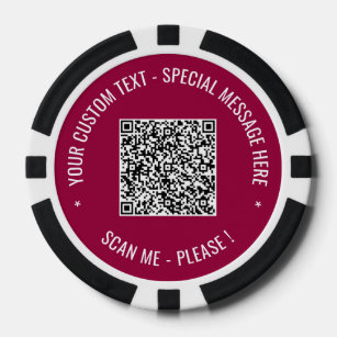QR Code Scan Info and Custom Text Your Poker Chips