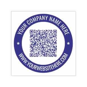 QR Code Scan Info and Text Round Self-inking Stamp