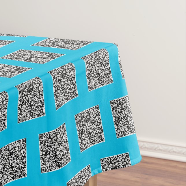 QR Code Scan Info Blue Tablecloth - Choose Colours (In Situ)