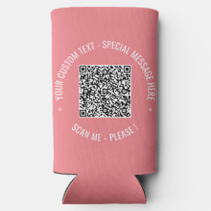 QR Code Scan Info Custom Text and Colour Can Coole Seltzer Can Cooler