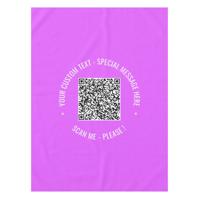 QR Code Scan Info Custom Text and Colour Tableclot Tablecloth (Front)