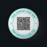 QR Code Scan Info Custom Text and Colours Button<br><div class="desc">Custom Colours and Font - Your QR Code and Custom Text Personalized Text Name Website Info Promotional Company or Modern Party Buttons / Gift - Add Your QR Code - Image or Logo / Name - Company / Website or E-mail or Phone - Contact Information / Address - Resize and...</div>