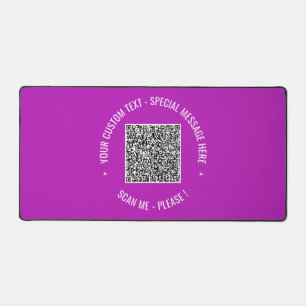 QR Code Scan Info Custom Text and Colours Desk Mat