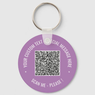 QR Code Scan Info Custom Text and Colours Keychain