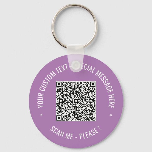 QR Code Scan Info Custom Text and Colours Keychain (Front)