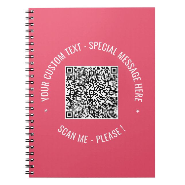 QR Code Scan Info Custom Text and Colours Noteboo Notebook (Front)