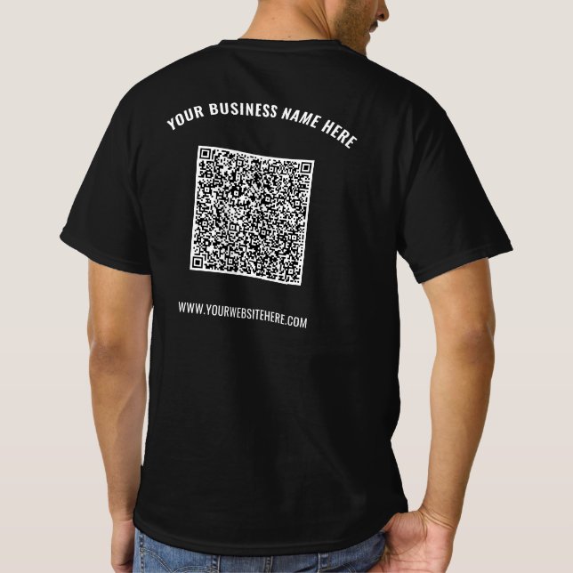 QR Code Scan Info Custom Text Business T-Shirt (Back)