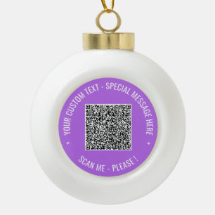 QR Code Scan Info Custom Text Colors Personalized Ceramic Ball Christmas Ornament