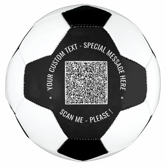  QR Code Scan Info Custom Text Colours Personalize Soccer Ball (Front)
