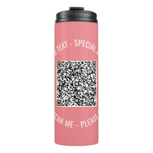  QR Code Scan Info Custom Text Colours Personalize Thermal Tumbler