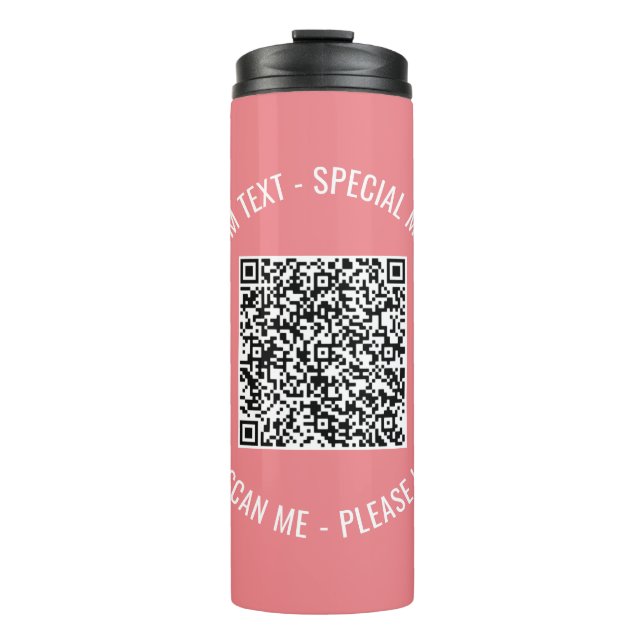  QR Code Scan Info Custom Text Colours Personalize Thermal Tumbler (Front)