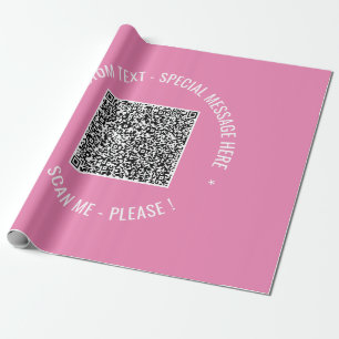 QR Code Scan Info Custom Text Colours Personalized Wrapping Paper