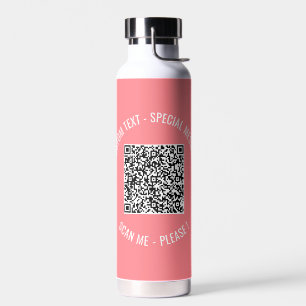 QR Code Scan Info Custom Text Colours Water Bottle