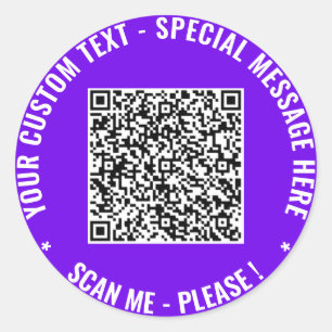 QR Code Scan Info Custom Text Sticker Choose Colou