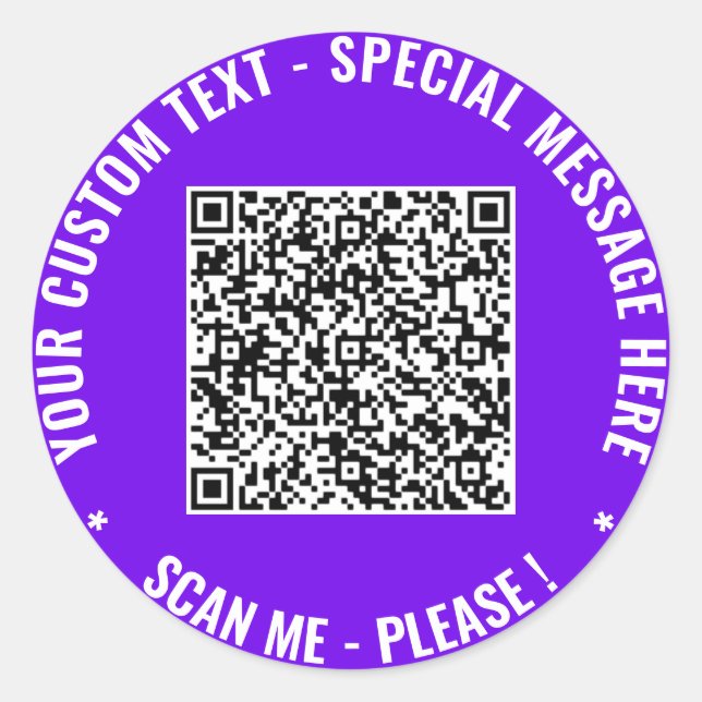 QR Code Scan Info Custom Text Sticker Choose Colou (Front)